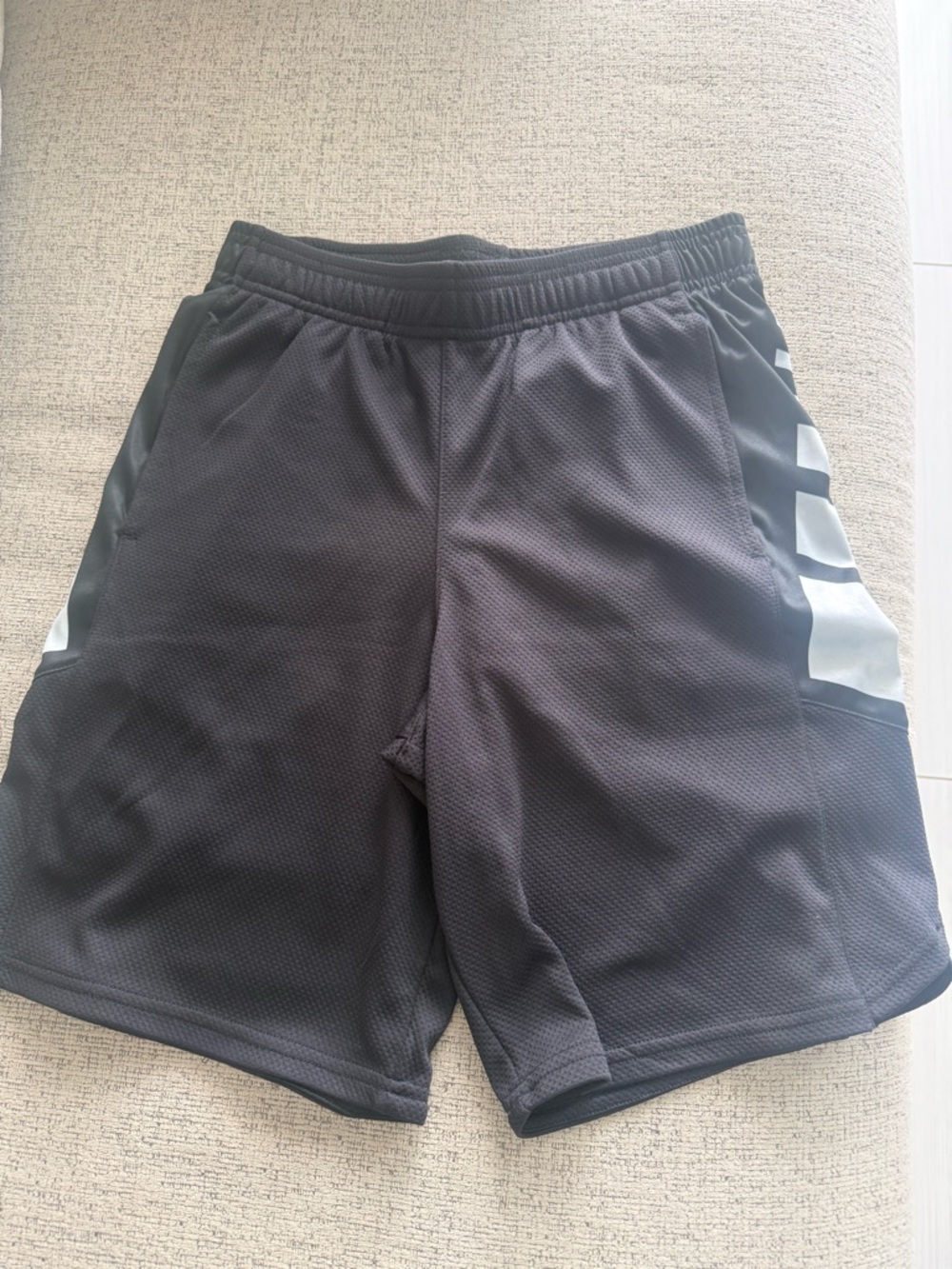 Boys Champion Black Athletic Mesh Shorts with Side Panel